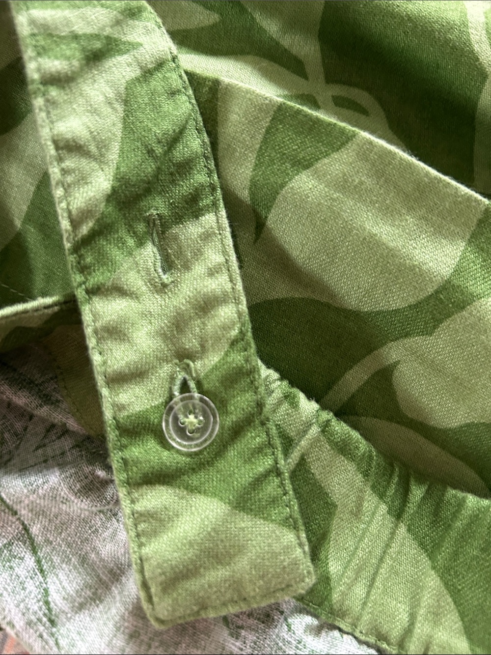 Banana Republic Crop Top Sz M w MEASUREMENTS Green Leaf Print Linen Adj. Straps - Picture 8 of 12